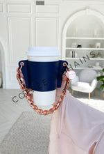 Load image into Gallery viewer, Rose Gold Navy Coffee Sleeve
