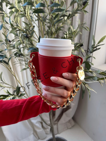 Scarlet Sleeve | Coffee Cup Sleeve with Chain Coffee Holder 